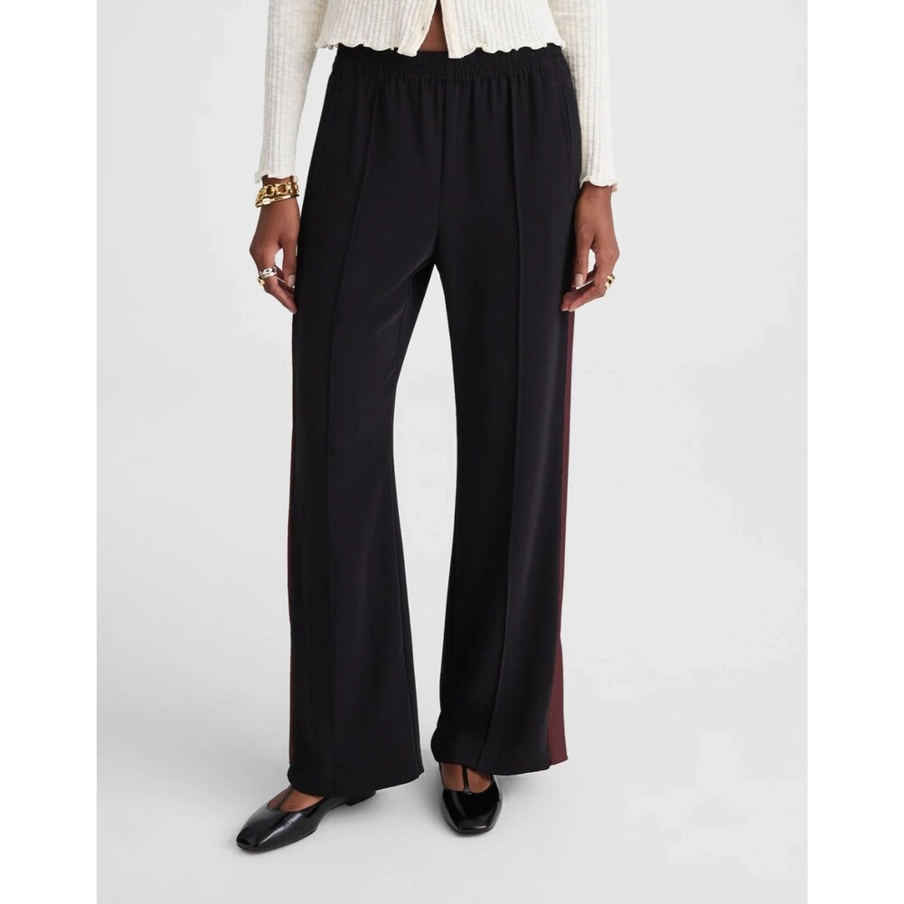 MADEWELL Pull On Bootcut Track Pants XS Jet Black Side Stripe Sporty NWT B10